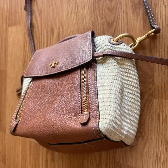 Tory Burch Half-Moon Straw Crossbody Bag - Picture 3 of 12